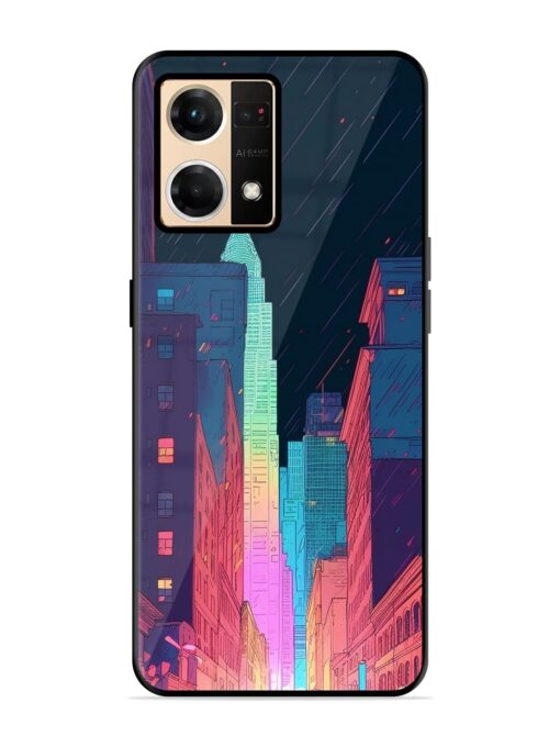 Minimal City Art Glossy Metal Phone Cover for Oppo F21 Pro (4G)