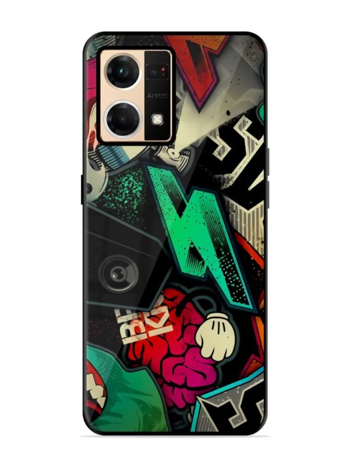 Graffiti Art Glossy Metal Phone Cover for Oppo F21 Pro (4G)