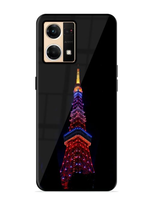 Eiffel Tower Night View Glossy Metal Phone Cover for Oppo F21 Pro (4G)