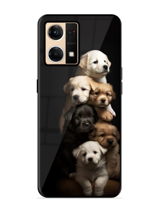 Cute Baby Dogs Glossy Metal Phone Cover for Oppo F21 Pro (4G)