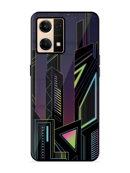 Neon Dreamscape Glossy Metal Phone Cover for Oppo F21 Pro (4G)