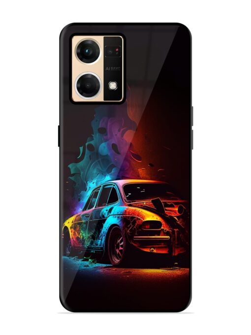 High Classic Car Art Glossy Metal Phone Cover for Oppo F21 Pro (4G)