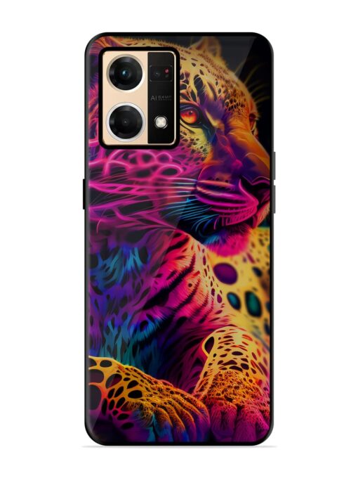 Leopard Art Glossy Metal Phone Cover for Oppo F21 Pro (4G)