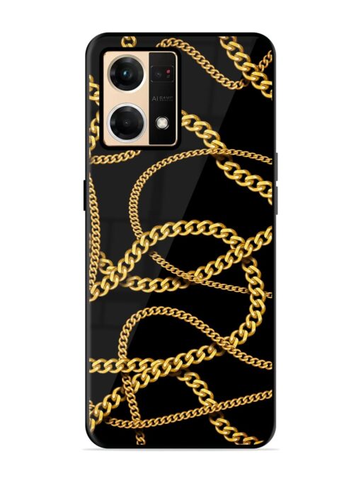 Decorative Golde Chain Glossy Metal Phone Cover for Oppo F21 Pro (4G) Zapvi