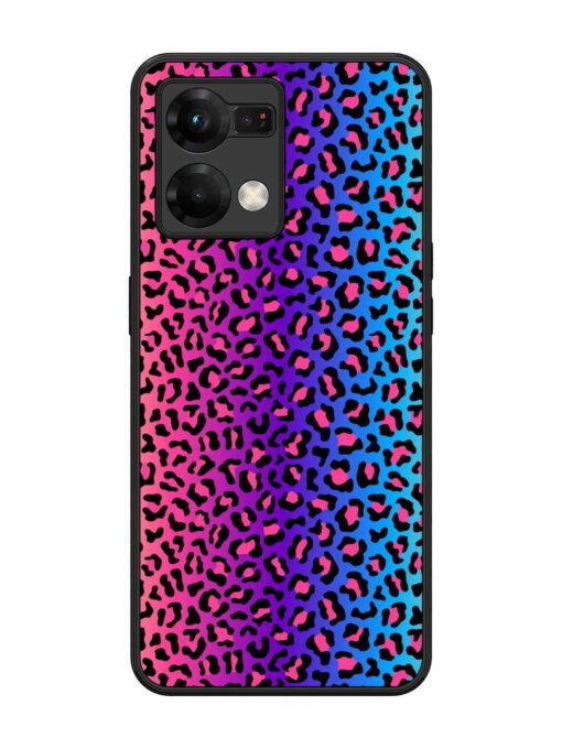 Colorful Leopard Seamless Glossy Metal Phone Cover for Oppo F21 Pro (5G) Zapvi