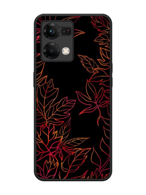 Red Floral Pattern Glossy Metal Phone Cover for Oppo F21 Pro (5G) Zapvi