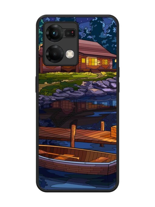 Village Night Scene Glossy Metal Phone Cover for Oppo F21 Pro (5G) Zapvi