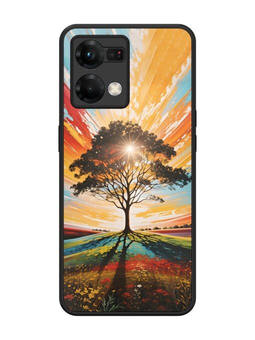 Abstract Tree Colorful Art Glossy Metal Phone Cover for Oppo F21 Pro (5G) Zapvi