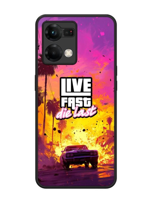 Live Fast Glossy Metal Phone Cover for Oppo F21 Pro (5G) Zapvi