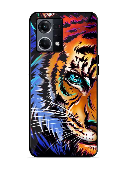 Colorful Lion Art Glossy Metal Phone Cover for Oppo F21S Pro (4G)