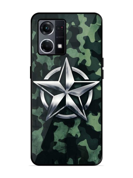 Indian Army Star Design Glossy Metal Phone Cover for Oppo F21S Pro (4G)