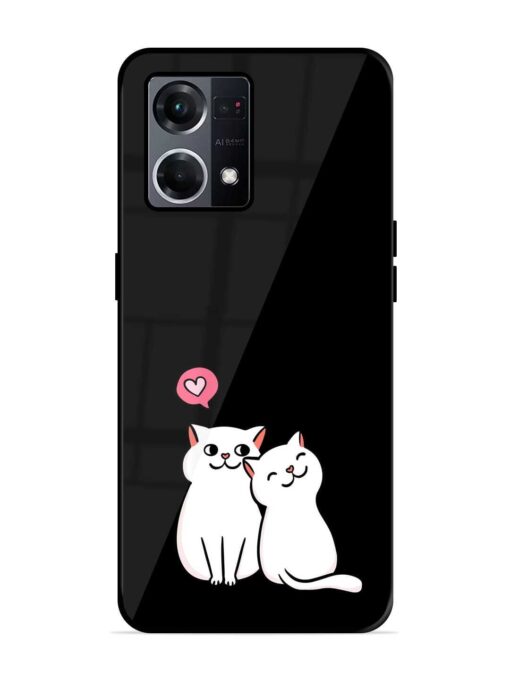 Cat Love Glossy Metal Phone Cover for Oppo F21S Pro (4G) Zapvi