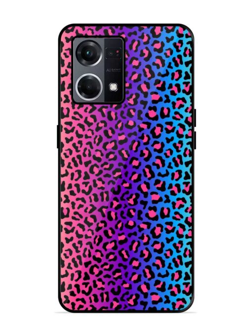 Colorful Leopard Seamless Glossy Metal Phone Cover for Oppo F21S Pro (4G) Zapvi