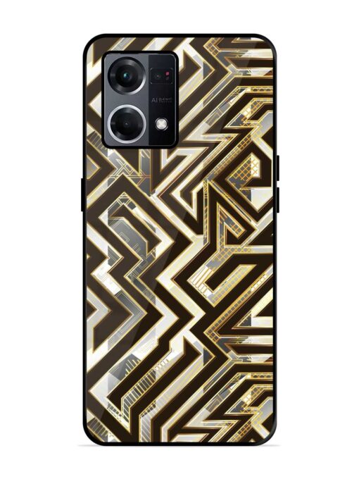 Technology Geometric Seamless Glossy Metal Phone Cover for Oppo F21S Pro (4G) Zapvi