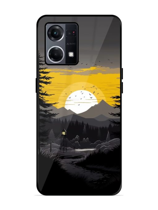 Sunset Vector Glossy Metal Phone Cover for Oppo F21S Pro (4G) Zapvi