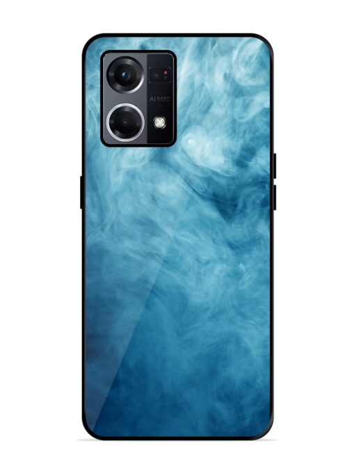 Blue Smoke Art Glossy Metal Phone Cover for Oppo F21S Pro (4G)