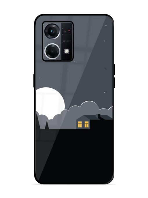 Full Moon Vector Art Glossy Metal Phone Cover for Oppo F21S Pro (4G)