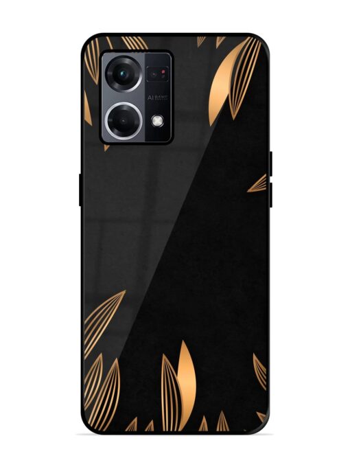 Golden Leaf Pattern Glossy Metal Phone Cover for Oppo F21S Pro (4G)