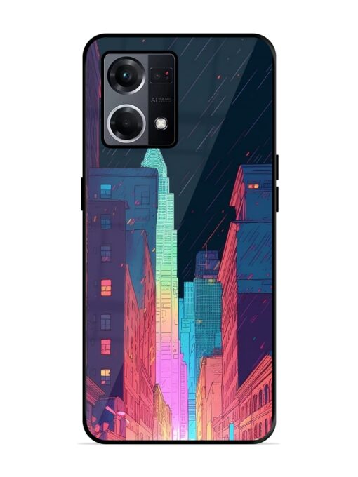 Minimal City Art Glossy Metal Phone Cover for Oppo F21S Pro (4G) Zapvi