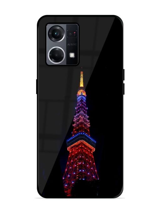 Eiffel Tower Night View Glossy Metal Phone Cover for Oppo F21S Pro (4G)