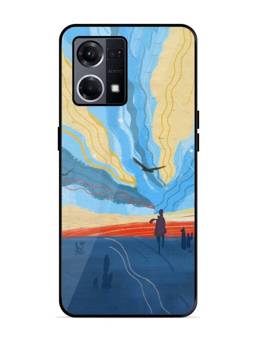 Minimal Abstract Landscape Glossy Metal Phone Cover for Oppo F21S Pro (4G) Zapvi