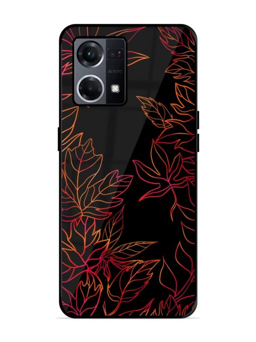 Red Floral Pattern Glossy Metal Phone Cover for Oppo F21S Pro (4G) Zapvi