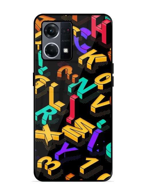 Seamless Pattern With Letters Glossy Metal Phone Cover for Oppo F21S Pro (4G) Zapvi