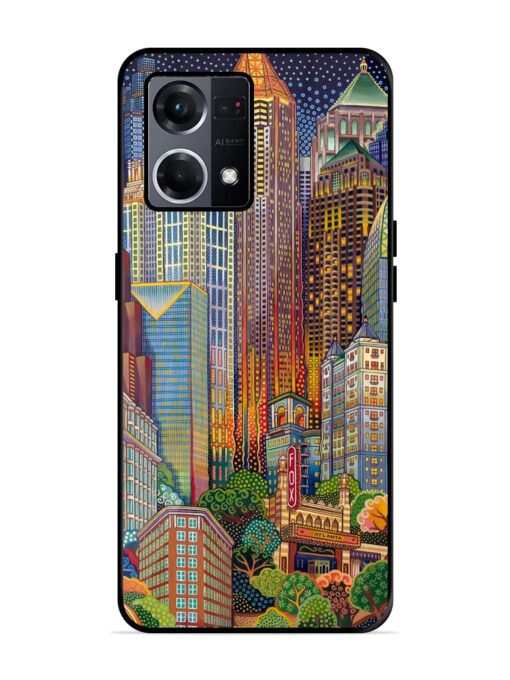 Cityscapes Art Glossy Metal Phone Cover for Oppo F21S Pro (4G) Zapvi