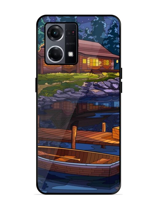 Village Night Scene Glossy Metal Phone Cover for Oppo F21S Pro (4G) Zapvi