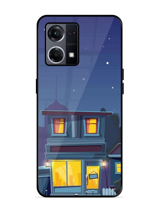 Vector Night House Glossy Metal Phone Cover for Oppo F21S Pro (4G) Zapvi