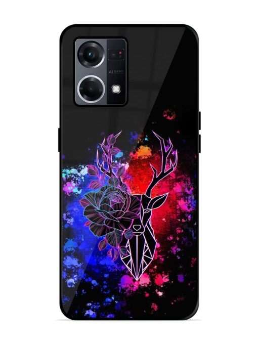 Floral Deer Art Glossy Metal Phone Cover for Oppo F21S Pro (4G) Zapvi