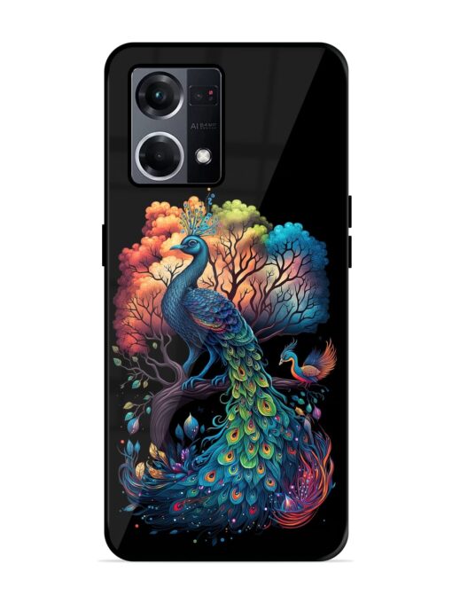 Peacock Tree Art Glossy Metal Phone Cover for Oppo F21S Pro (4G) Zapvi