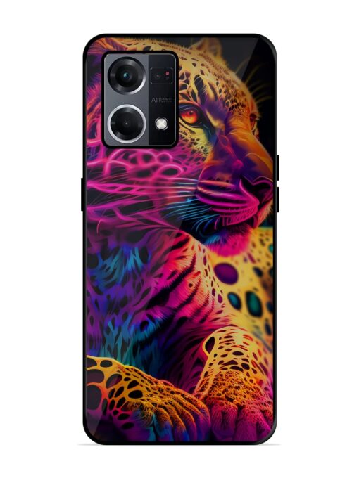 Leopard Art Glossy Metal Phone Cover for Oppo F21S Pro (4G) Zapvi