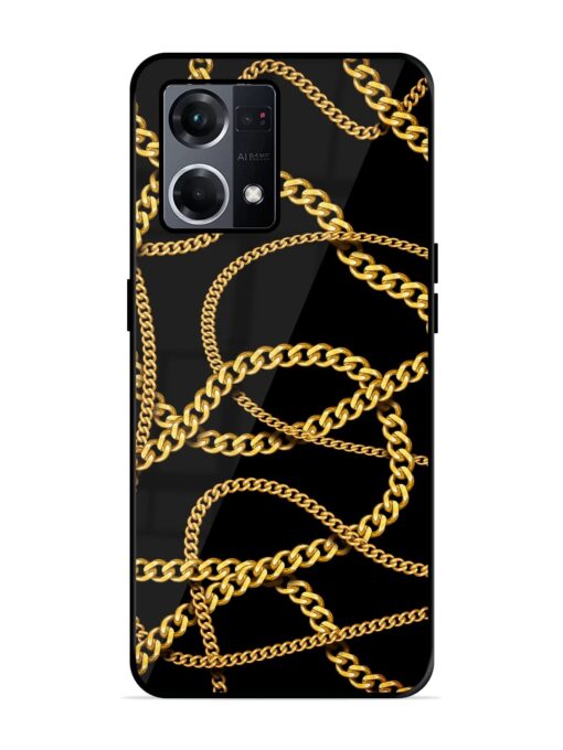 Decorative Golde Chain Glossy Metal Phone Cover for Oppo F21S Pro (4G) Zapvi