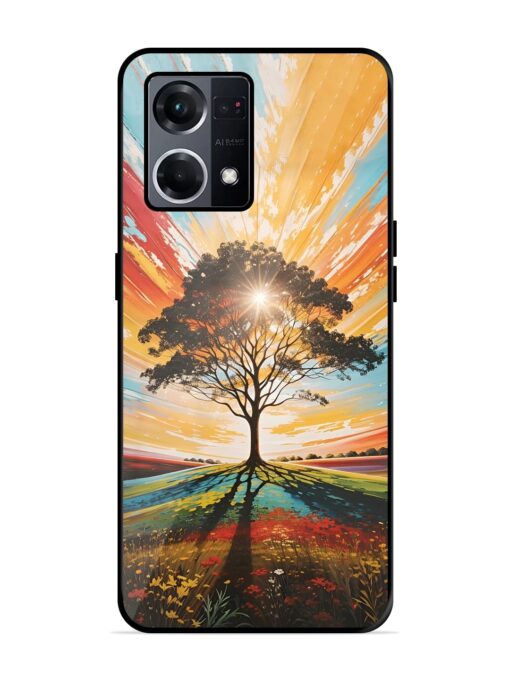 Abstract Tree Colorful Art Glossy Metal Phone Cover for Oppo F21S Pro (4G) Zapvi