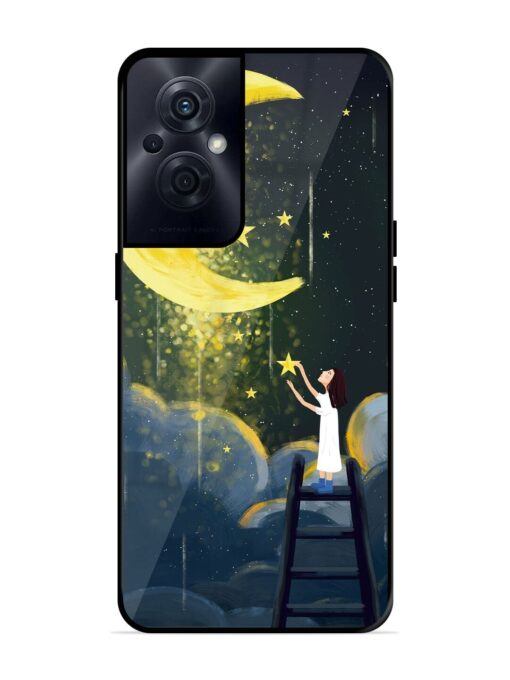 Moonlight Healing Night Illustration Glossy Metal TPU Phone Cover for Oppo F21S Pro (5G) Zapvi