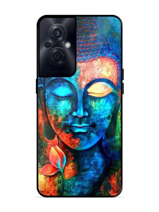 Buddha Painting Glossy Metal Phone Cover for Oppo F21S Pro (5G)