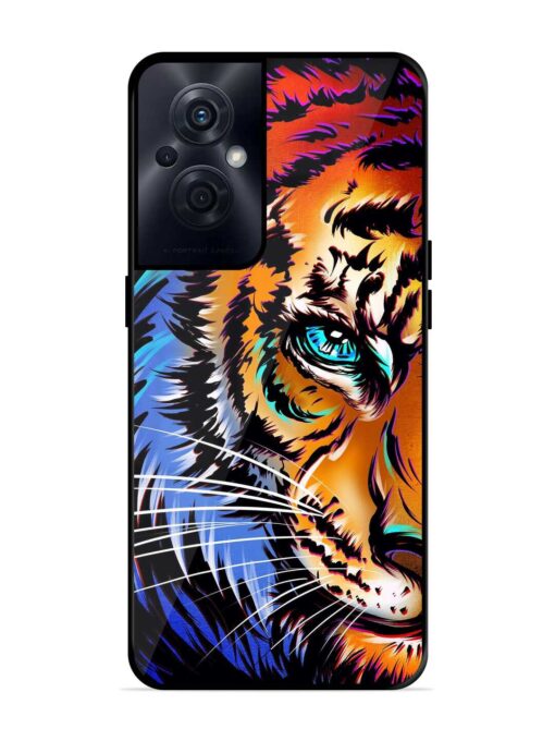 Colorful Lion Art Glossy Metal Phone Cover for Oppo F21S Pro (5G) Zapvi