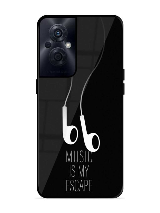 Music Is My Escape Glossy Metal Phone Cover for Oppo F21S Pro (5G) Zapvi