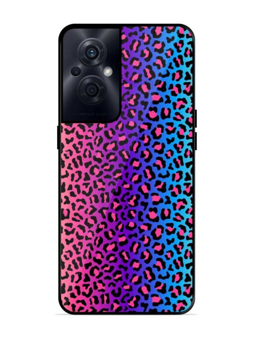 Colorful Leopard Seamless Glossy Metal Phone Cover for Oppo F21S Pro (5G)