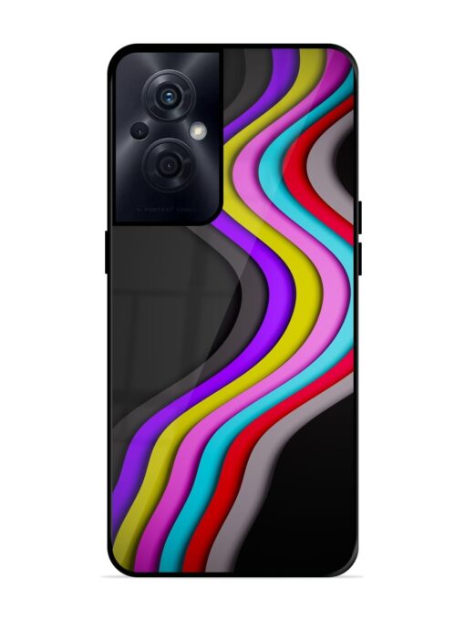 Liquid Blue Abstract Glossy Metal Phone Cover for Oppo F21S Pro (5G) Zapvi