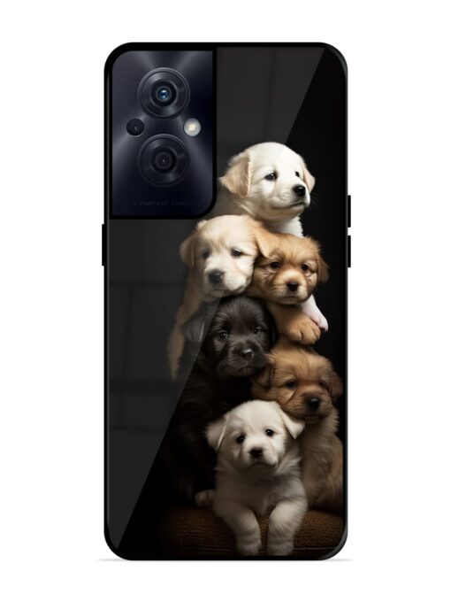 Cute Baby Dogs Glossy Metal Phone Cover for Oppo F21S Pro (5G) Zapvi