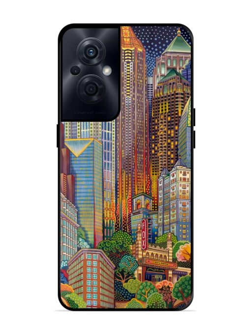 Cityscapes Art Glossy Metal Phone Cover for Oppo F21S Pro (5G) Zapvi