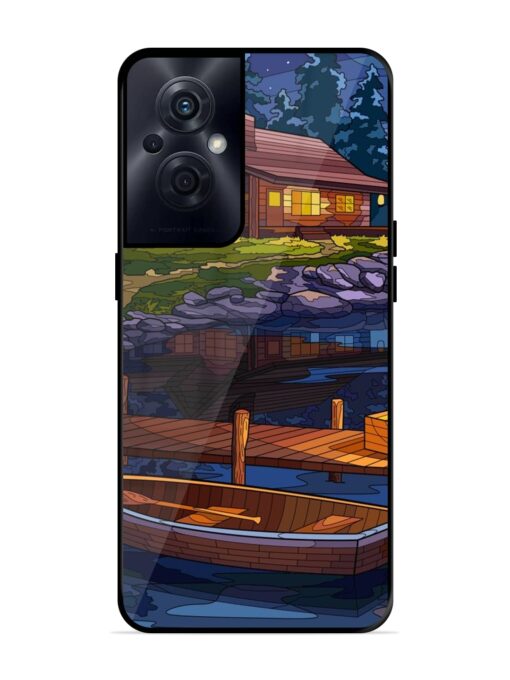 Village Night Scene Glossy Metal Phone Cover for Oppo F21S Pro (5G) Zapvi