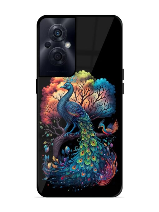 Peacock Tree Art Glossy Metal Phone Cover for Oppo F21S Pro (5G) Zapvi