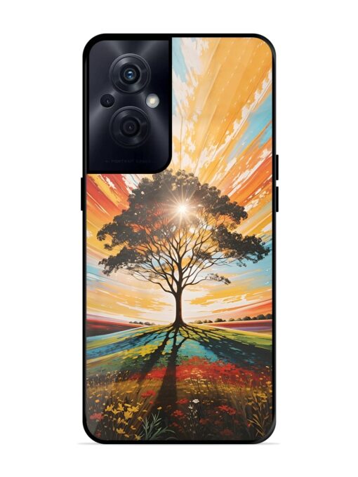 Abstract Tree Colorful Art Glossy Metal Phone Cover for Oppo F21S Pro (5G) Zapvi