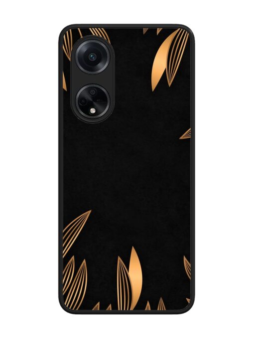 Golden Leaf Pattern Glossy Metal Phone Cover for Oppo F23 (5G) Zapvi