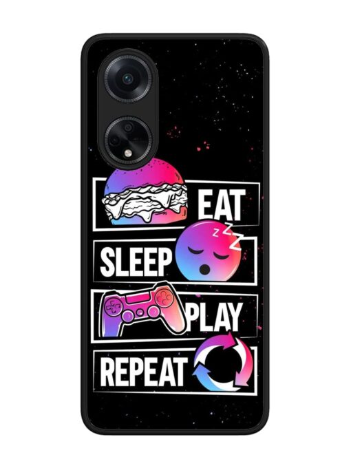 Eat Sleep Play Repeat Glossy Metal Phone Cover for Oppo F23 (5G)