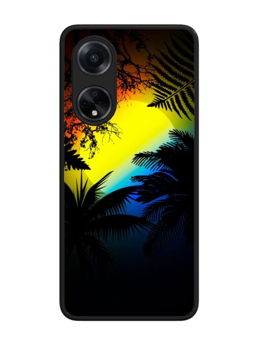 Colorful Sunset With Palm Trees Glossy Metal Phone Cover for Oppo F23 (5G) Zapvi