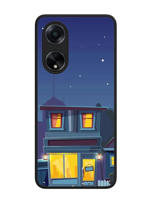 Vector Night House Glossy Metal Phone Cover for Oppo F23 (5G) Zapvi